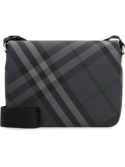 Grid Check Messenger Bag Charcoal - BURBERRY - BALAAN 2