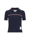 Three Stripes High Twist Rib Polo Shirt Navy - THOM BROWNE - BALAAN 2