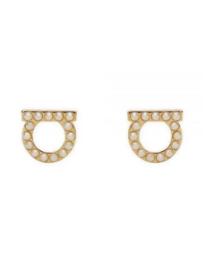 Gancini Pearl Earrings Gold - SALVATORE FERRAGAMO - BALAAN 2