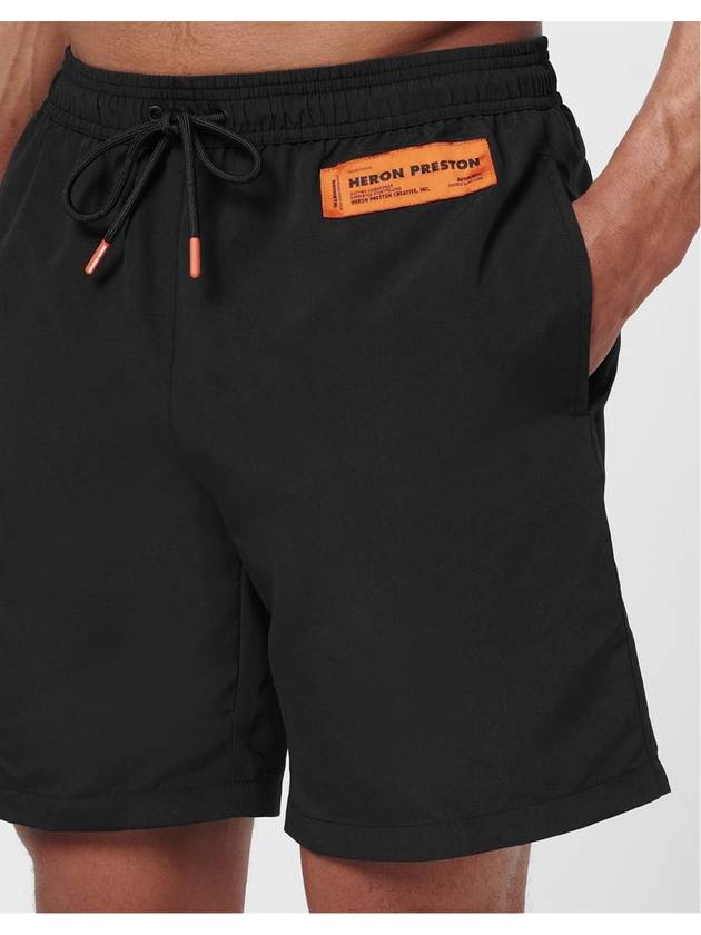 Logo Patch Nylon Swim Shorts Black - HERON PRESTON - BALAAN 5