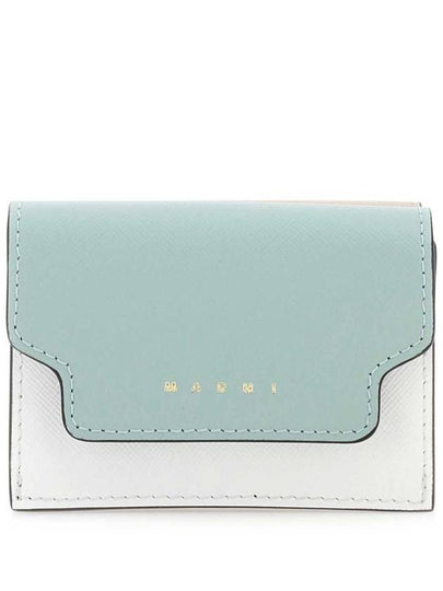 Saffiano Color Block Tri-Fold Half Wallet Blue - MARNI - BALAAN 2