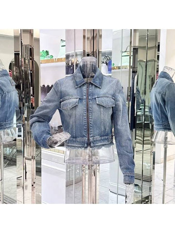 Fendi washed cropped denim jacket 40 light blue 4ET1126 - LOUIS VUITTON - BALAAN 1