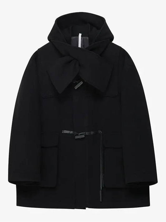 Cashmere muffler duffel coat black - NOIRER FOR WOMEN - BALAAN 2