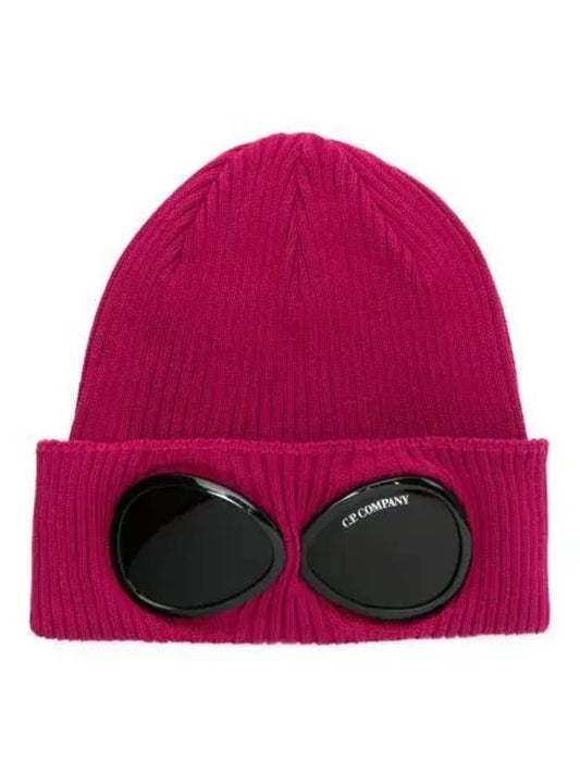 Goggle Detail Ribbed Beanie Pink - CP COMPANY - BALAAN 2