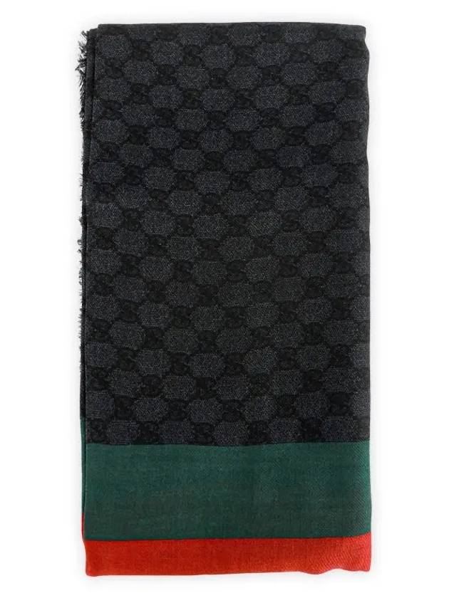 Web Wool Shawl Muffler Black - GUCCI - BALAAN 2