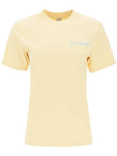 Slogan Print Cotton Short Sleeve T-Shirt Yellow - SPORTY & RICH - BALAAN 2