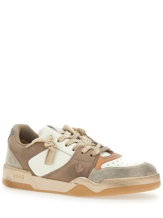 Beige Sneakers With Suede Inserts And Embossed Logo On The Side In Leather Man - DSQUARED2 - BALAAN 2