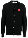 Classic Men's Red Heart Cardigan Black P1N0081 - COMME DES GARCONS - BALAAN 1