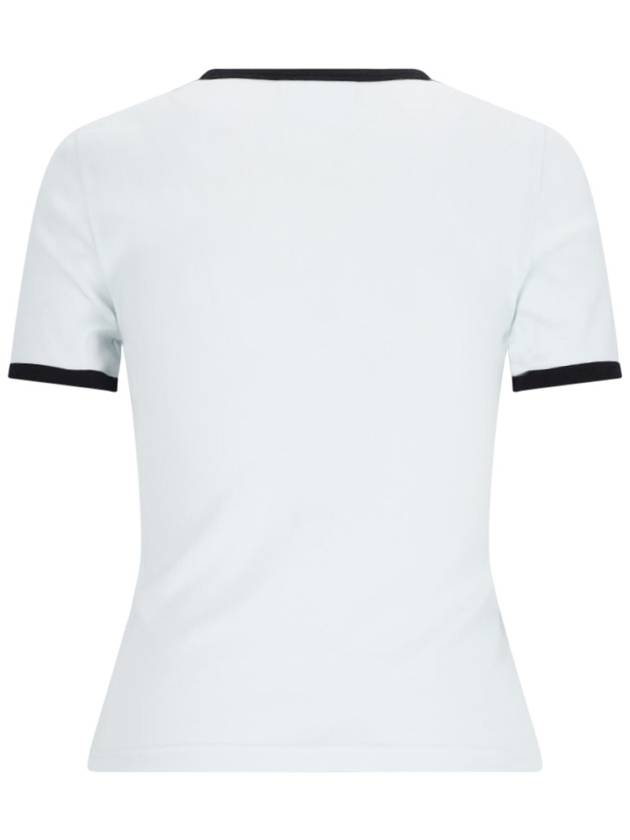 Contrast Trimming Logo Patch Short Sleeve T-Shirt White - COURREGES - BALAAN 3