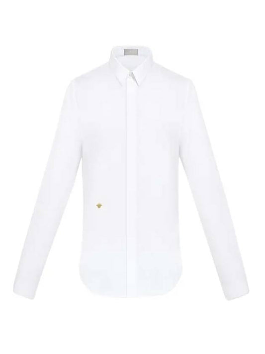 Men's Bee Embroidery Long Sleeve Shirt White - DIOR - BALAAN 1