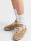 Downtown Delave Suede Low-Top Sneakers Ecru - PRADA - BALAAN 4