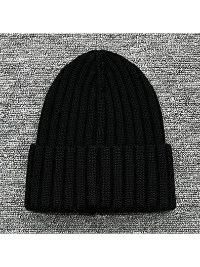 Logo Wappen Patch Knit Beanie Hat Black 3B00036 A9327 999 - MONCLER - BALAAN 2