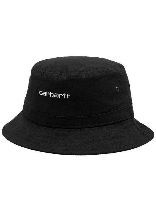 Script Embroidered Logo Bucket Hat Black - CARHARTT WIP - BALAAN 1