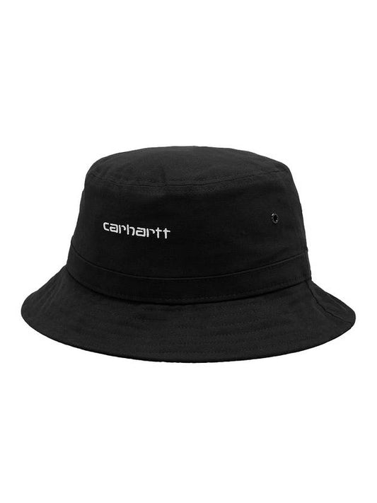 Script Embroidered Logo Bucket Hat Black - CARHARTT WIP - BALAAN 1