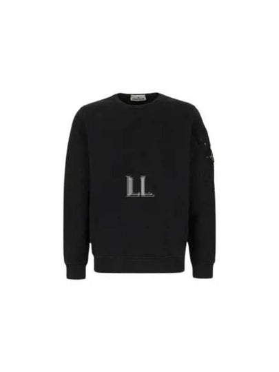 Brushed Organic Cotton Fleece Sweatshirt Black - STONE ISLAND - BALAAN 2