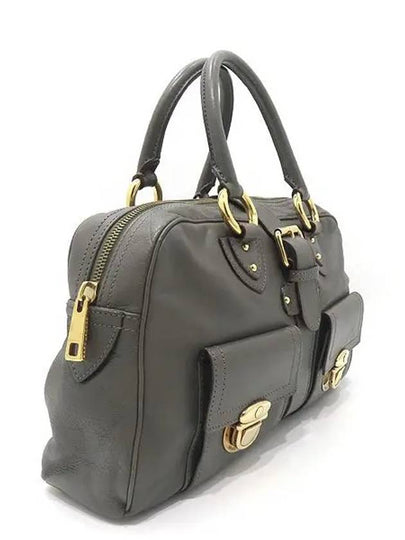 Marc Jacobs Dark gray leather gold buckle decorated tote bag - MARC JACOBS - BALAAN 2