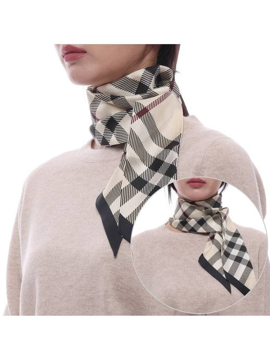 Skinny Check Silk Scarf Beige - BURBERRY - BALAAN 2