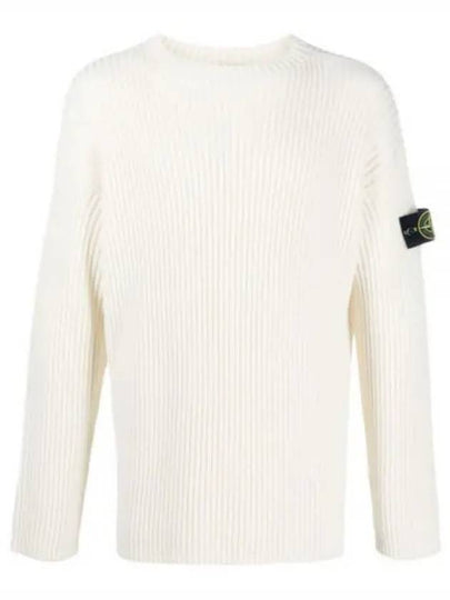 Compass Patch Crew Neck Knit Top White - STONE ISLAND - BALAAN 2