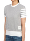 4-Bar Striped Knit Top Grey - THOM BROWNE - BALAAN.
