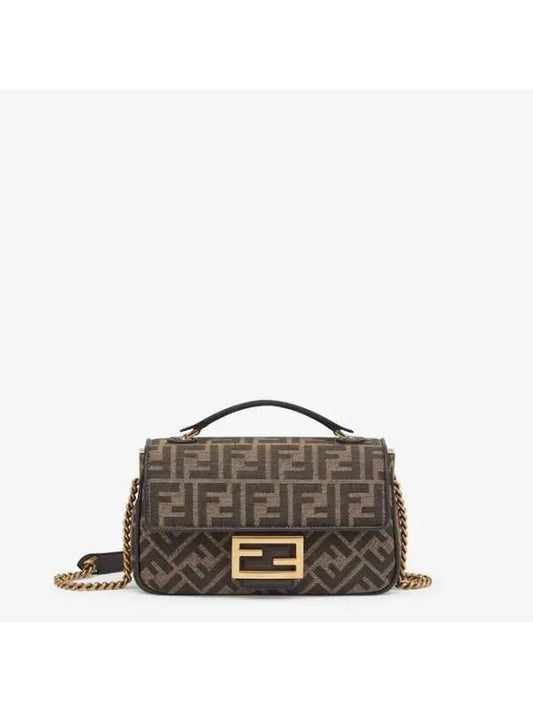 jacquard fabric baguette chain midi bag FF 8BR793AKBZF1EM3 - FENDI - BALAAN 1