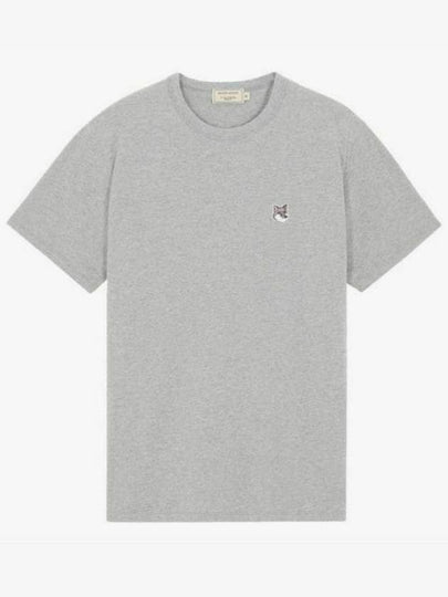 Grey Fox Head Patch Classic Short Sleeve T-Shirt Grey Melange - MAISON KITSUNE - BALAAN 2