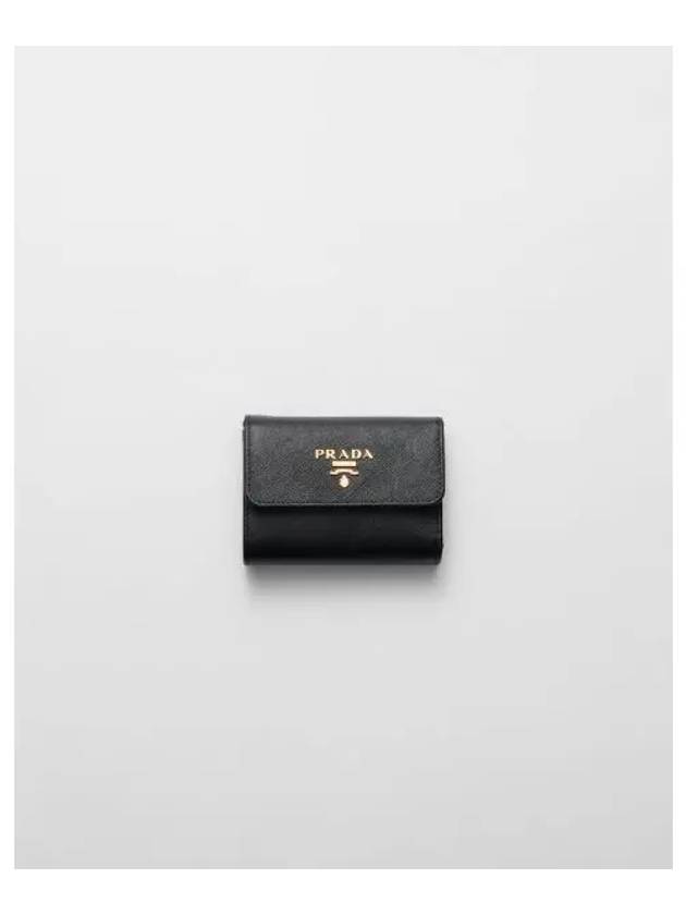 Saffiano Metal Logo Half Wallet Black - PRADA - BALAAN 2