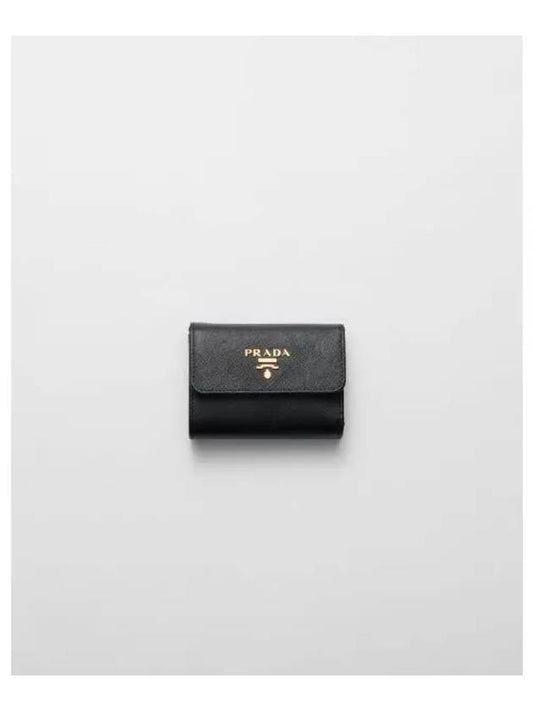 Saffiano Metal Logo Half Wallet Black - PRADA - BALAAN 2