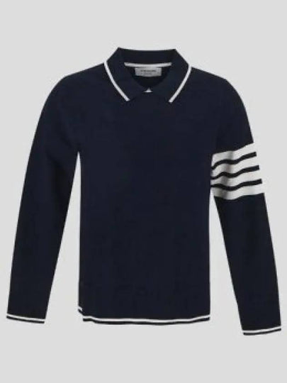 Women's Tipping Jersey Viscose Polo Shirt Navy - THOM BROWNE - BALAAN 2