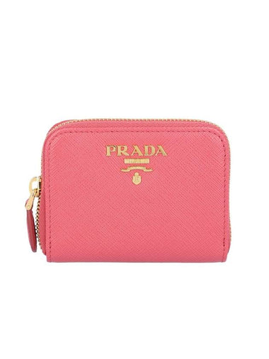 Saffiano Zipper Coin Wallet Peony Pink - PRADA - BALAAN 1