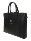 Pebble Grain Leather Slim Briefcase Black - THOM BROWNE - BALAAN 3