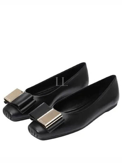 Double Bow Ballerina Flats Black - SALVATORE FERRAGAMO - BALAAN 2