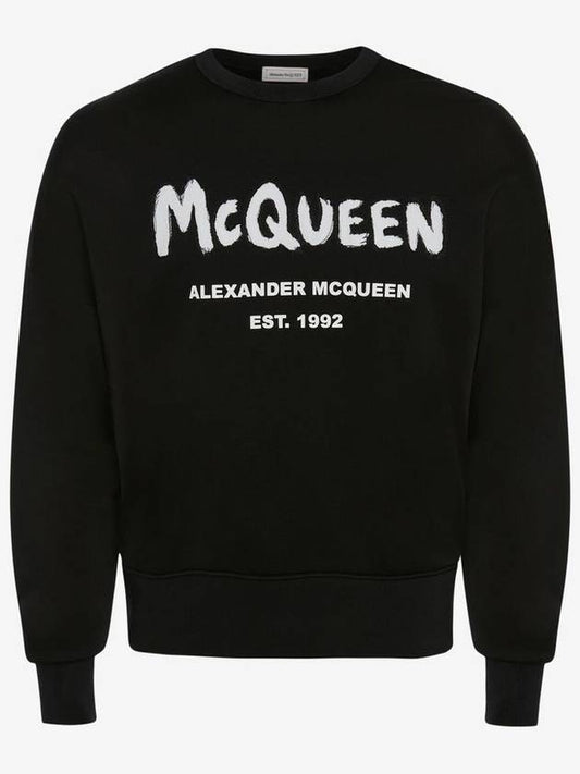 Men's Graffiti Logo Sweatshirt Black - ALEXANDER MCQUEEN - BALAAN 2