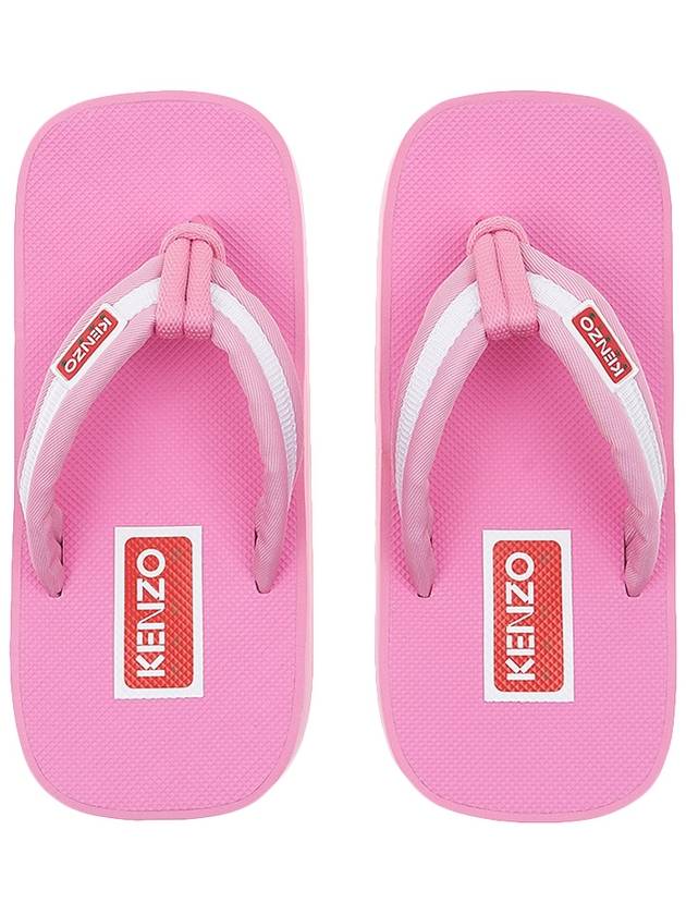 Logo Patch Striped Flip Flops Pink - KENZO - BALAAN 7