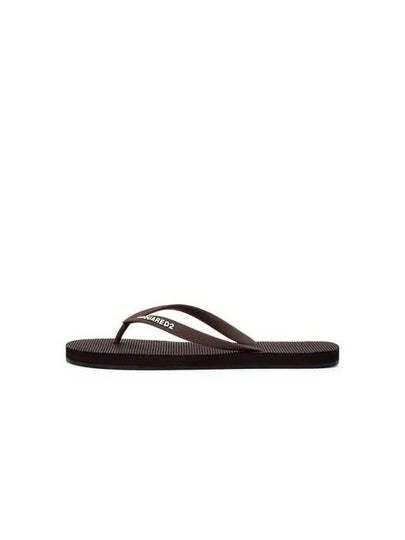 Men's Embossed Insole PU Flip Flops Dark Brown 270304 - DSQUARED2 - BALAAN 1