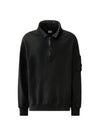 Cotton Fleece Zipped Sweatshirt Black - CP COMPANY - BALAAN 2