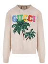 Logo Print Wool Knit Top Beige - GUCCI - BALAAN 2