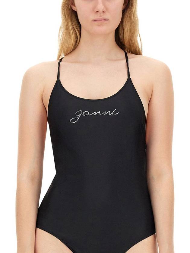 Tie String One-Piece Swimsuit Black - GANNI - BALAAN 4