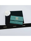 Caviar Snap Flap Card Wallet Holder Jean Mint Green CC Crush AP3978 - CHANEL - BALAAN 1