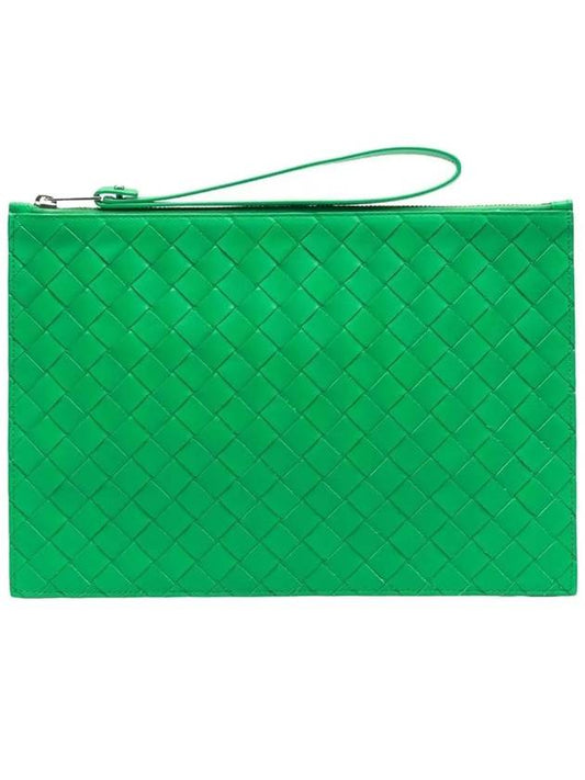 Intrecciato Strap Large Clutch Bag Parakeet - BOTTEGA VENETA - BALAAN 2