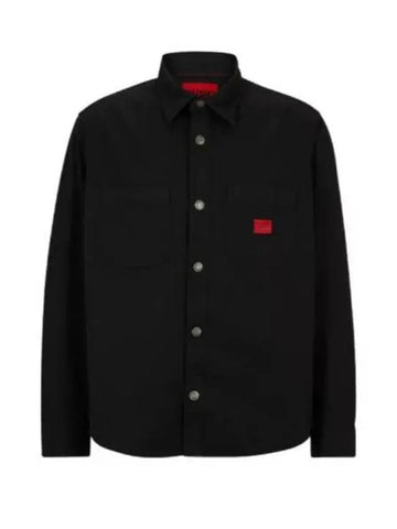 Logo Label Oversized Long Sleeve Shirt Black - HUGO BOSS - BALAAN 1