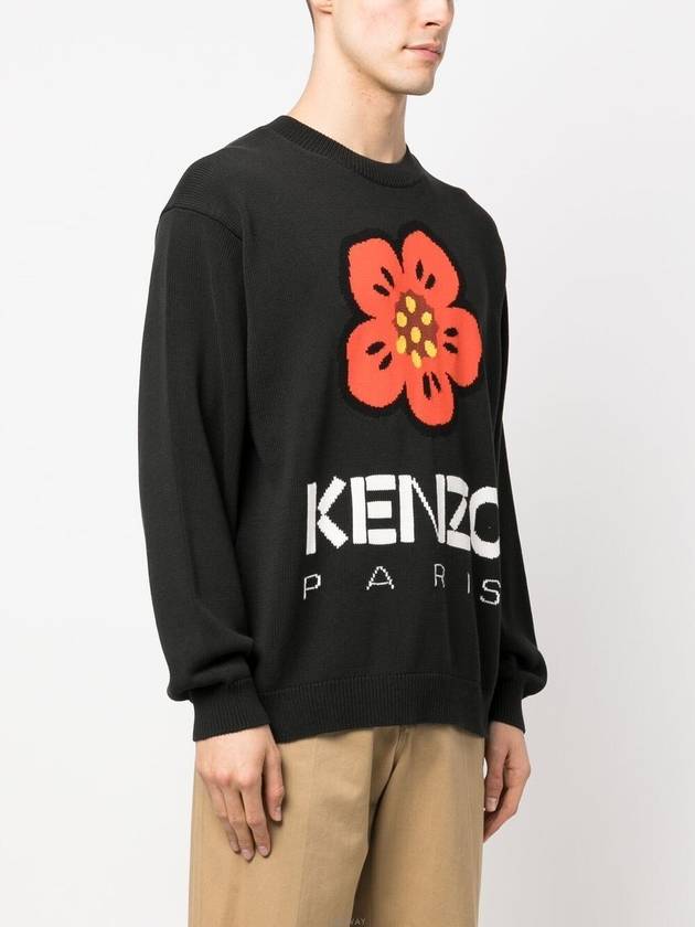 Boke Flower Wool Jumper Knit Top Black - KENZO - BALAAN 4