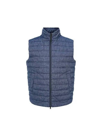 Men s high neck denim goose down padded vest navy 270103 - HERNO - BALAAN 1