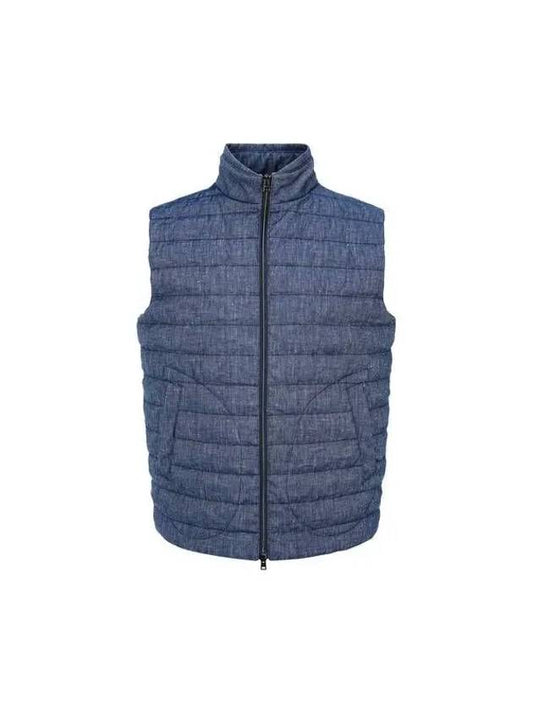 Men s high neck denim goose down padded vest navy 270103 - HERNO - BALAAN 1