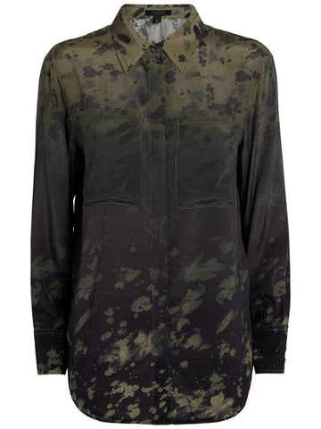 Eva Gaia Print Long Sleeve Shirt Forest Green - ALLSAINTS - BALAAN 1