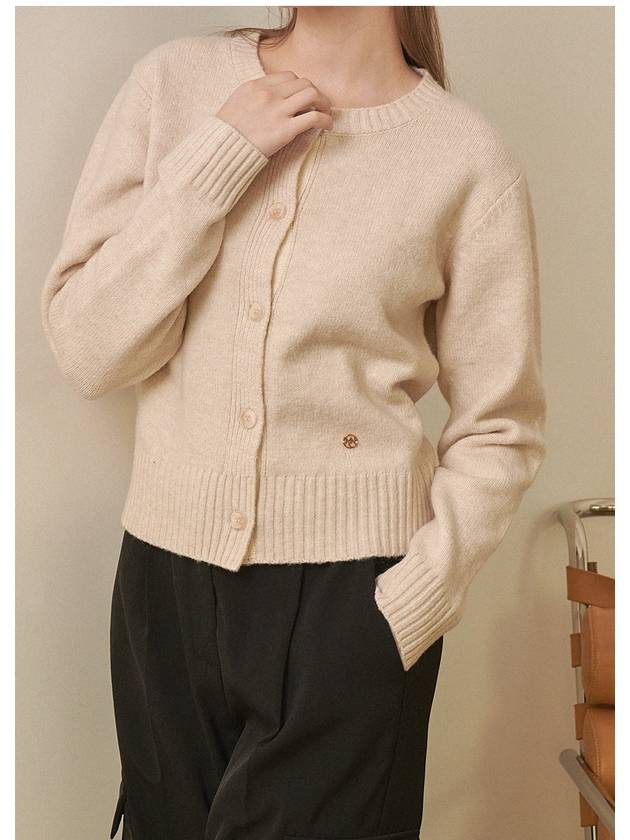 women's anemone wool basic cardigan light beige - MICANE - BALAAN 3