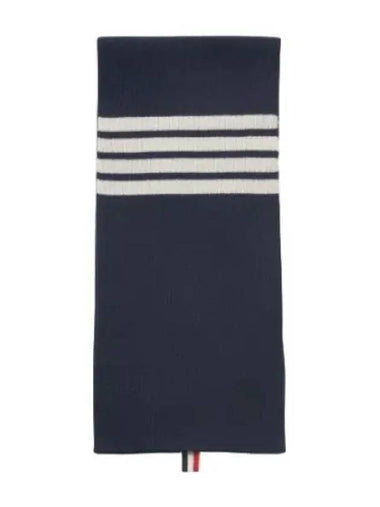 Diagonal stripe cashmere lip muffler navy - THOM BROWNE - BALAAN 1