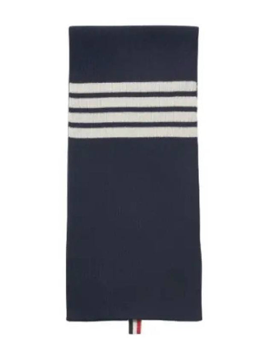 Diagonal striped cashmere rib muffler navy scarf - THOM BROWNE - BALAAN 1