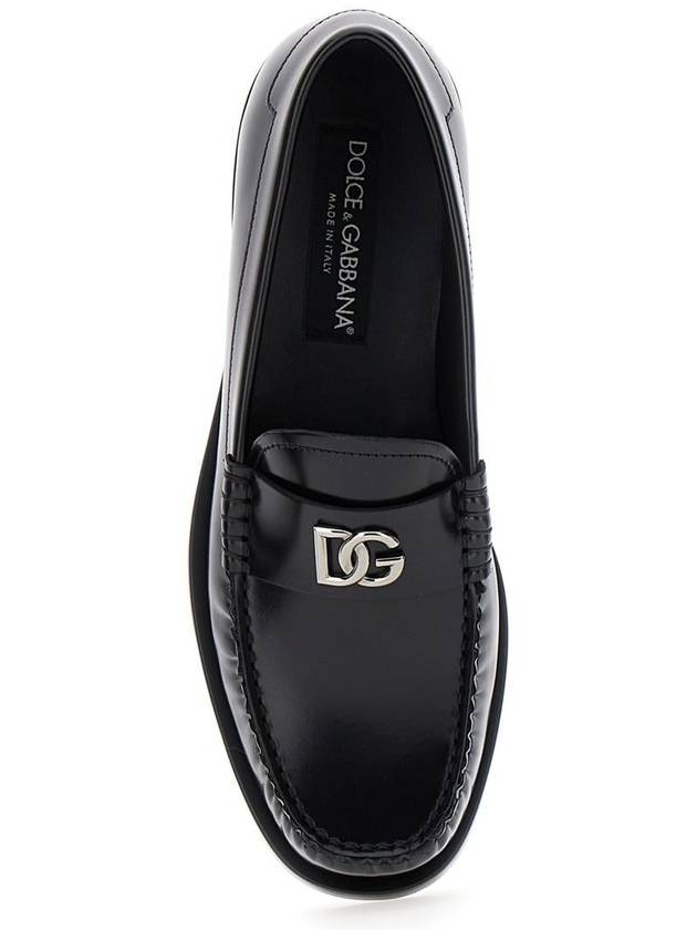 'City Blanco' Black Loafers With Dg Logo Detail In Leather Man - DOLCE&GABBANA - BALAAN 4