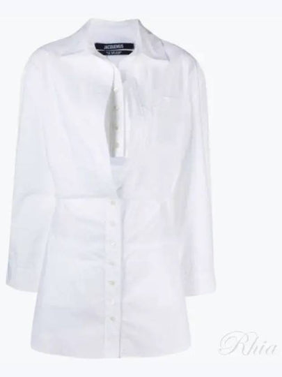 La Robe Baunhilha Layered Shirt Short Dress White - JACQUEMUS - BALAAN 2