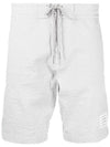 Men's Seersucker 4 Bar Drawstring Board Swim Shorts Grey - THOM BROWNE - BALAAN 1